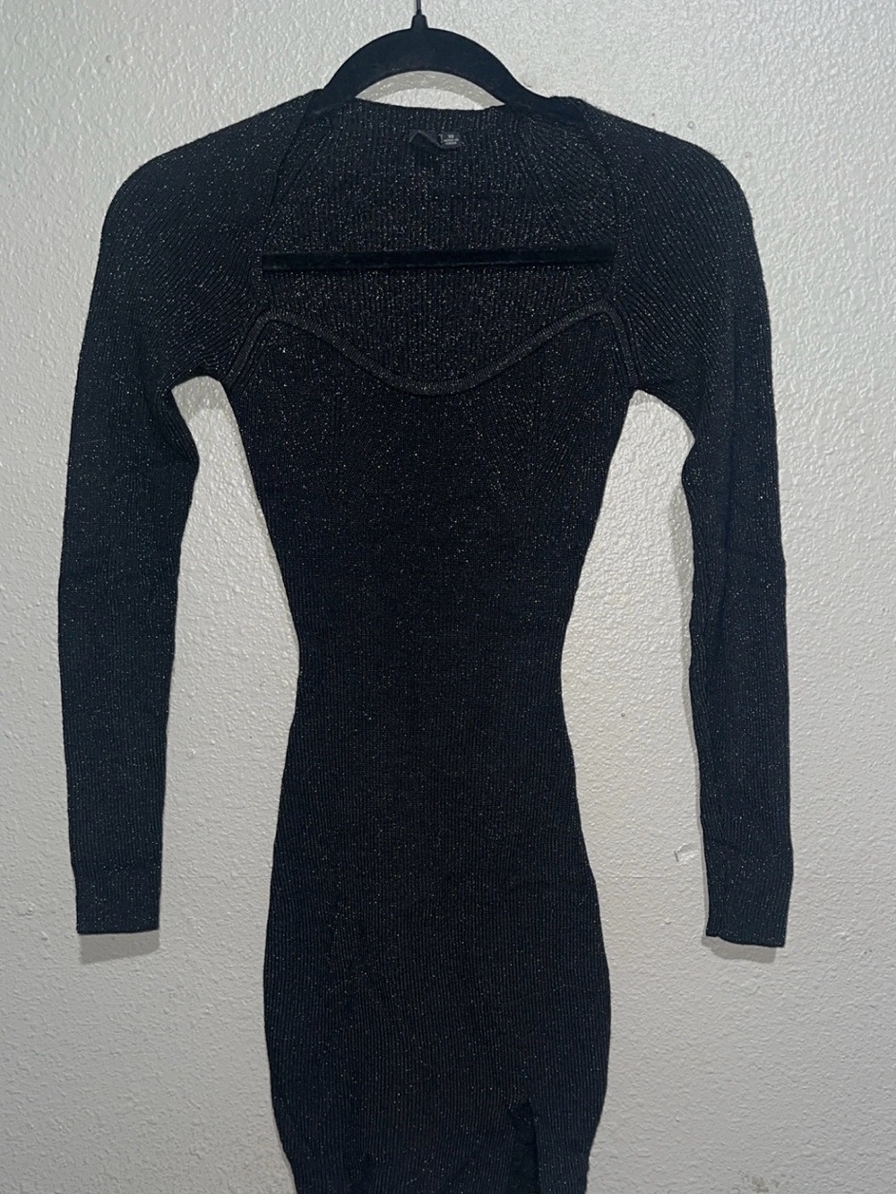 Windsor Black Sparkle Long-Sleeve Bodycon Dress